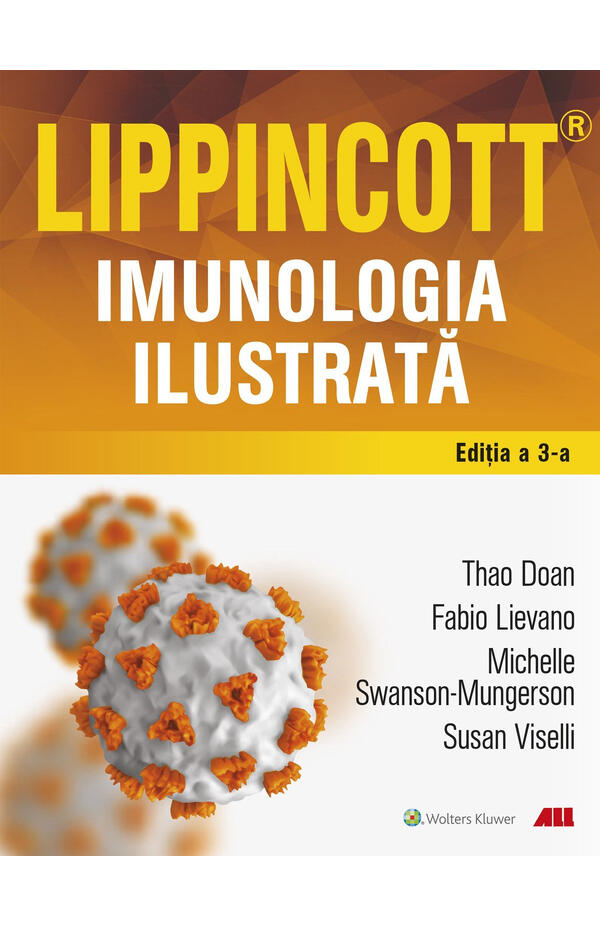 Coperta cărții „LIPPINCOTT®. Imunologia ilustrată” – Manual vizual pentru înțelegerea sistemului imunitar.