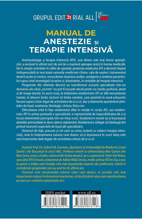 Manual de anestezie si terapie intensiva. Volumul 1: Anestezie