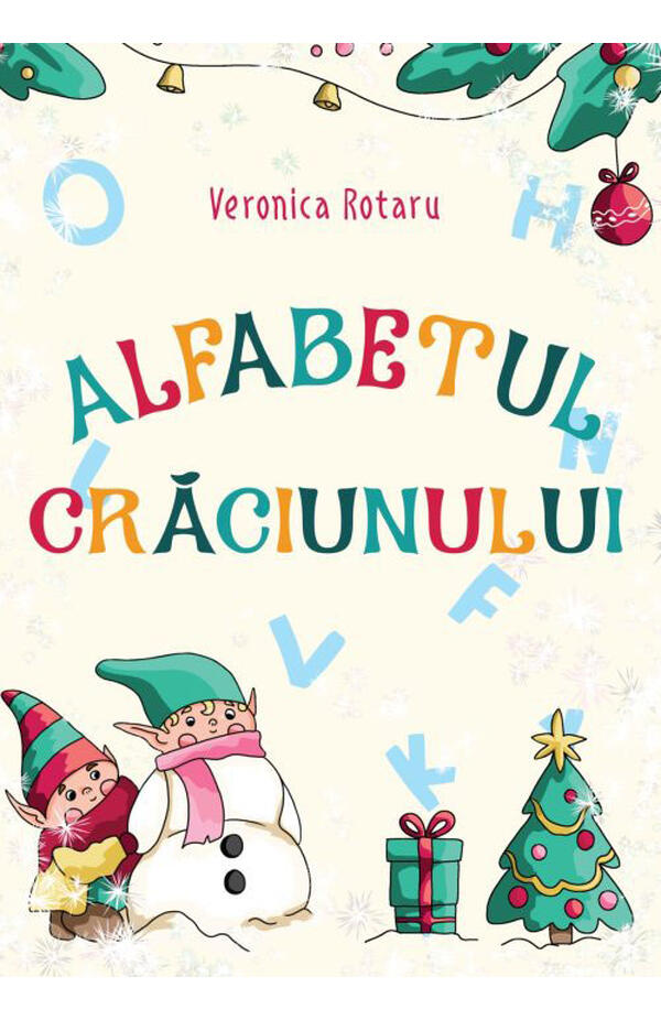 Coperta cărții „Alfabetul Crăciunului” – abecedar ilustrat și de colorat cu tematică de iarnă pentru copii